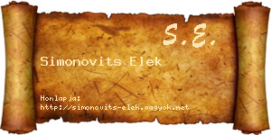 Simonovits Elek névjegykártya